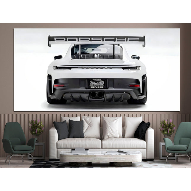 Porsche poster White porsche Car art