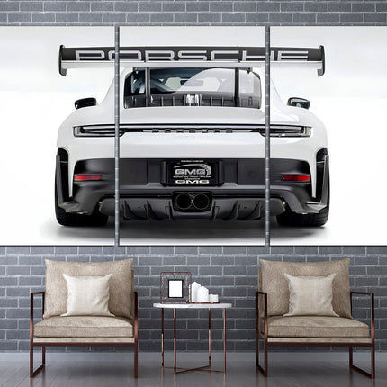 Porsche poster White porsche Car art