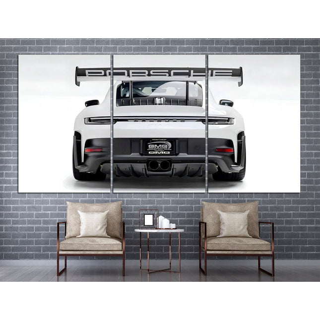 Porsche poster White porsche Car art