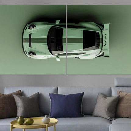 Porsche poster Green porsche Car art