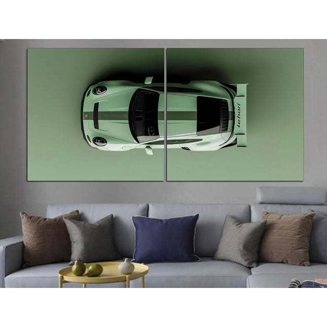 Porsche poster Green porsche Car art