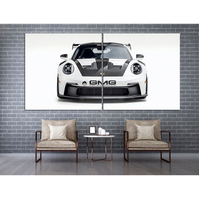 Porsche poster White porsche Car art