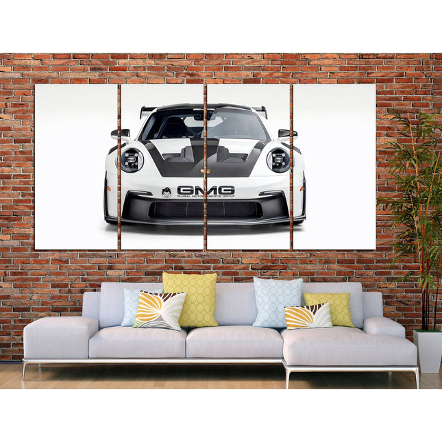 Porsche poster White porsche Car art
