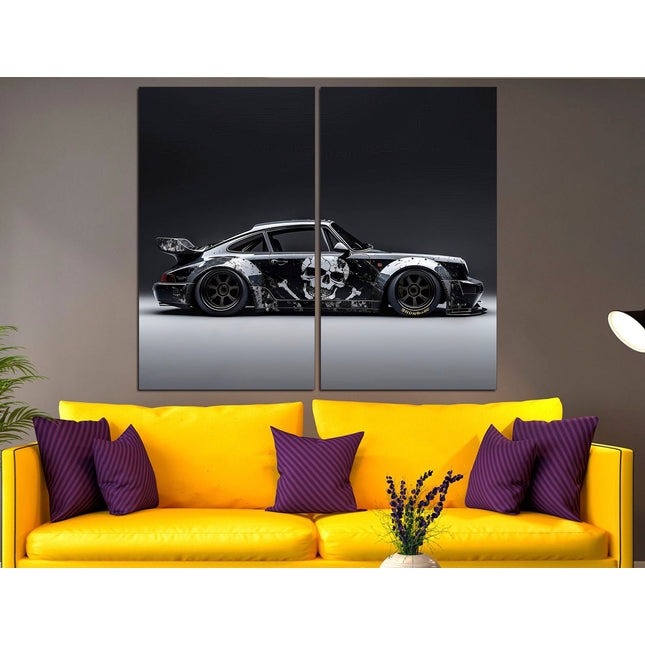 Porsche poster White porsche Car art Black porsche