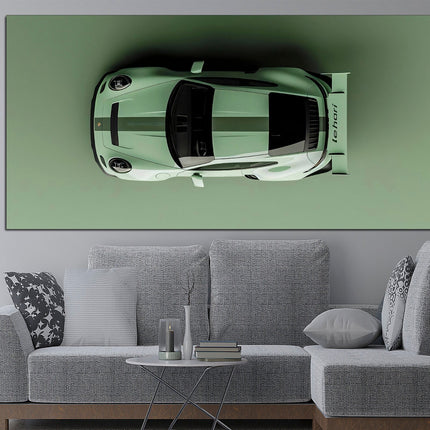 Porsche poster Green porsche Car art