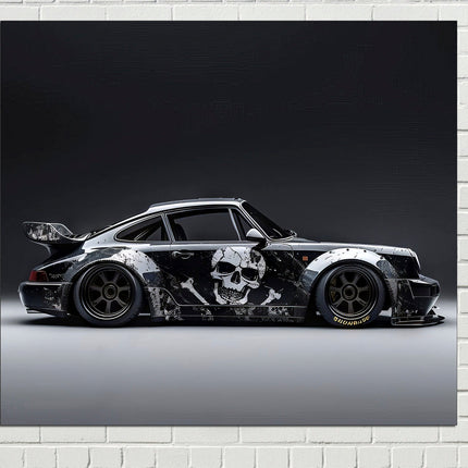 Porsche poster White porsche Car art Black porsche