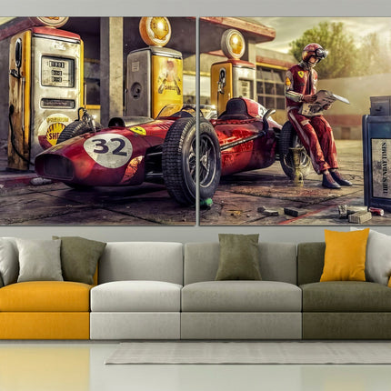 Vintage Ferrari art F1 canvas print