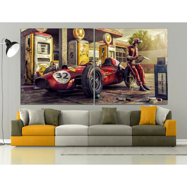 Vintage Ferrari art F1 canvas print