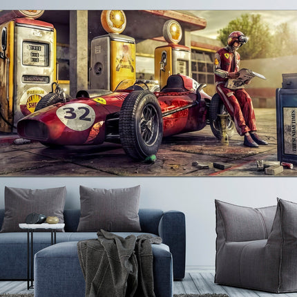 Vintage Ferrari art F1 canvas print