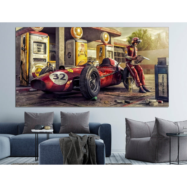 Vintage Ferrari art F1 canvas print