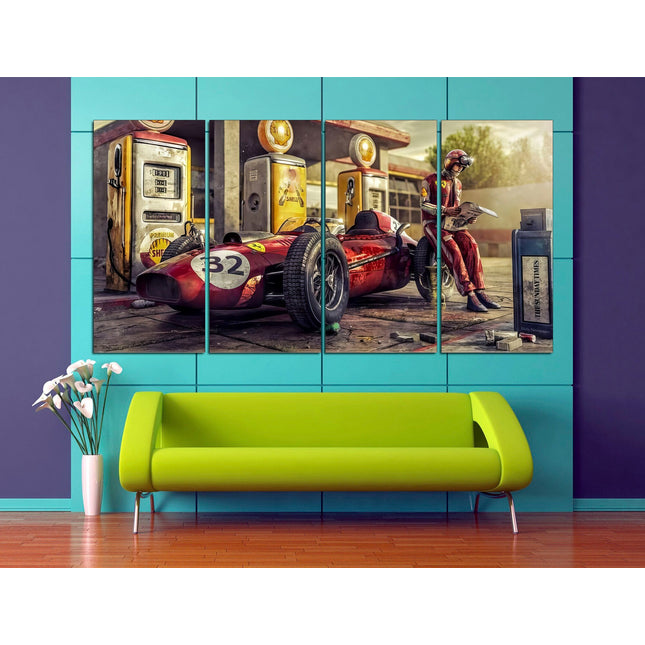 Vintage Ferrari art F1 canvas print