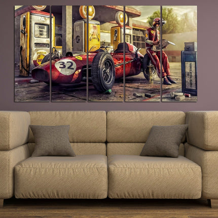 Vintage Ferrari art F1 canvas print