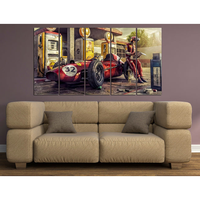 Vintage Ferrari art F1 canvas print