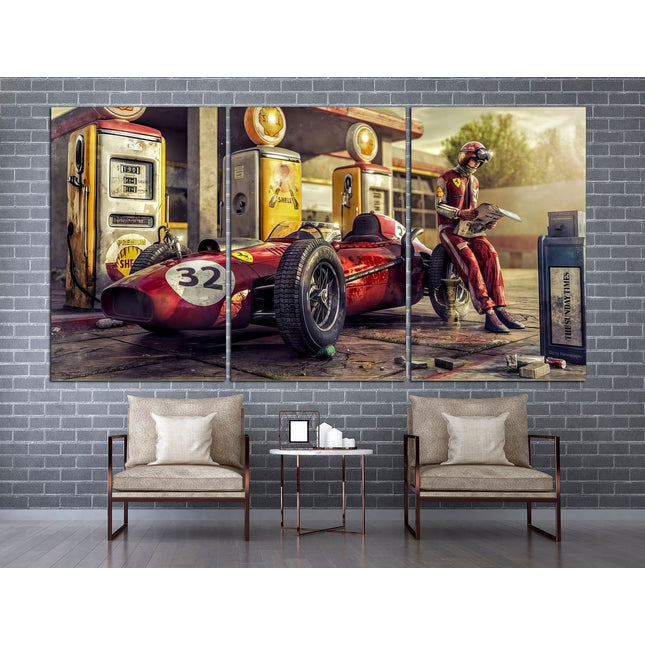 Vintage Ferrari art F1 canvas print
