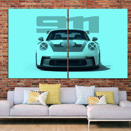 Green porsche Porsche 911 Racing car