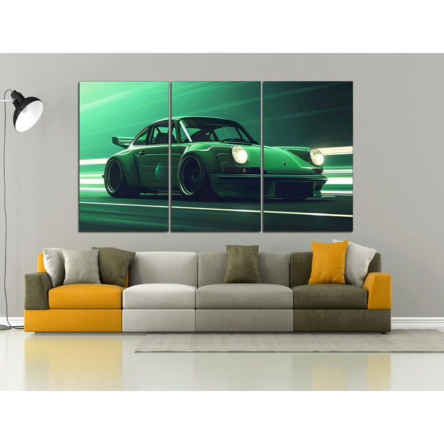 Green porsche Porsche 911 Racing car