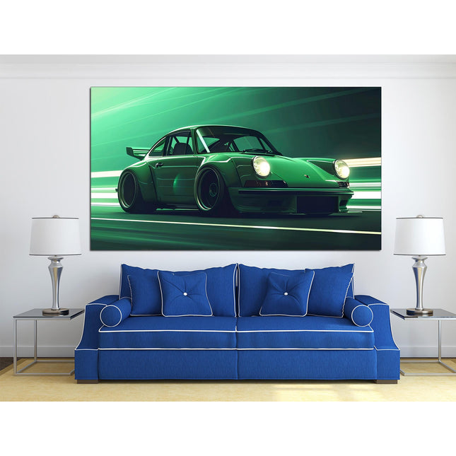 Green porsche Porsche 911 Racing car