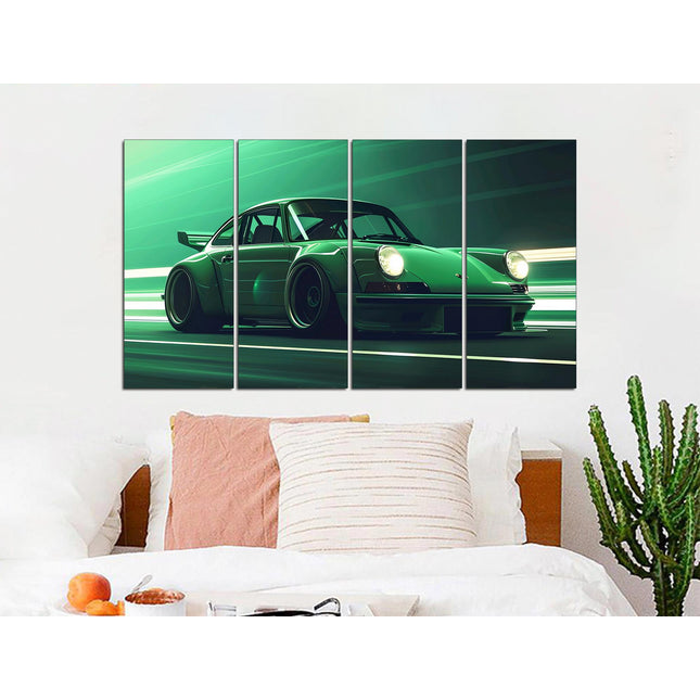 Green porsche Porsche 911 Racing car
