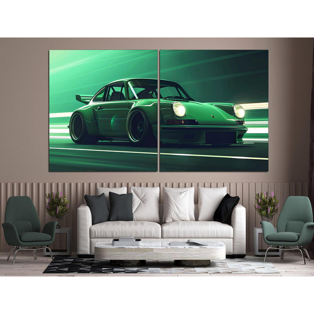Green porsche Porsche 911 Racing car