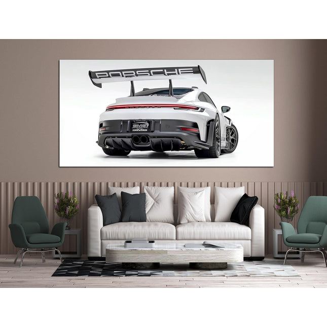 Porsche poster White porsche Car art